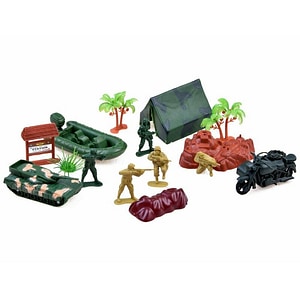 Set figurine Jokomisiada, Front de razboi, Cu soldati si arme, Plastic, Contine 26 piese, 3 ani+, Multicolor