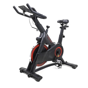 Bicicleta Spinning TECHFIT SBK8000, Semi-profesionala, Sistem Volanta 20 kg, Constructie masiva, Suporta 200 Kg, negru