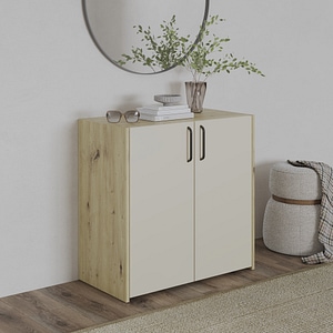 Comoda haaus Malmo, 2 Usi, Stejar Artisan/Argila, 81 x 42 x 80 cm