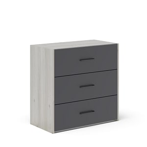 Comoda haaus Malmo, 3 Sertare, Stejar Alb/Antracit, 80 x 42 x 80 cm