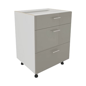 Corp Baza haaus Karo, 3 Sertare, Gri Lucios/Alb, MDF, 60 x 50 x 80 cm