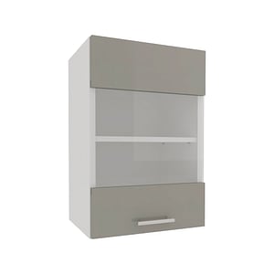 Corp Superior haaus Karo, O Usa, cu sticla, Gri Lucios/Alb, MDF, 40 x 30 x 60 cm