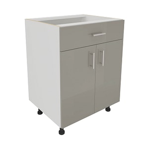 Corp Baza haaus Karo, 1 Sertar, 2 Usi, Gri Lucios/Alb, MDF, 60 x 50 x 80 cm