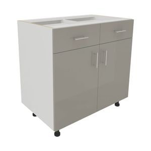 Corp Baza haaus Karo, 2 Sertare, 2 Usi, Gri Lucios/Alb, MDF, 80 x 50 x 80 cm
