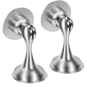 Set 2 opritoare magnetice pentru usa Simply Joy, instalare cu banda adeziva 3M, Fara gaurire, Suruburi pentru montare pe perete si pe podea, universal, argintiu