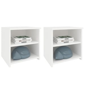Set 2 Noptiere haaus Alma, O Polita, Alb, 40 x 33 x 40 cm
