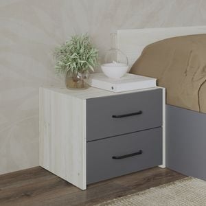Set 2 Noptiere haaus Malmo, 2 Sertare, Stejar Alb/Antracit, 50 x 40 x 40 cm