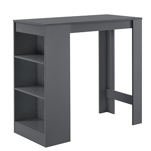 Masa tip bar Bristol, 3 rafturi pentru bauturi, PAL, 110x50x103 cm, Gri Inchis