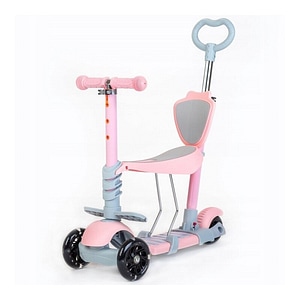 Trotineta Baby Mix, 3 in 1, Transformabila, Cu 3 roti, Cu lumini, Cu inaltime reglabila, Pana in 30 kg, 12 luni+, Roz