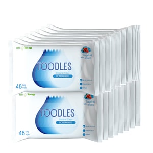 Set servetele umede biodegradabile Toodles, Natural Clean, 16 pachete x 48, 768 buc