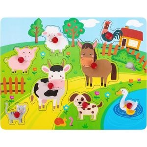 Puzzle lemn animale, educativ, de la 1 la 3 ani (Ferma), 8 piese