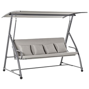 Leagan de gradina cu 3 locuri Outsunny, 218x120x168 cm, Otel si Poliester, Kaki deschis
