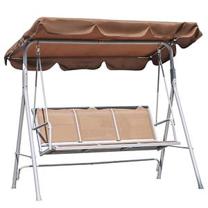 Balansoar de gradina 3 locuri Outsunny, 170x112x153 cm, Metal, Maro