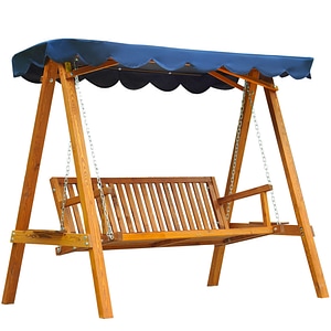 Leagan balansoar cu baldachin 3 locuri max. 360 kg Outsunny, 200x130x185 cm, Lemn, Maro