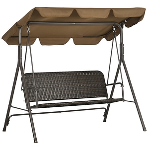 Balansoar de gradina cu 3 locuri Outsunny, 167x112x153 cm, Ratan PE, Maro