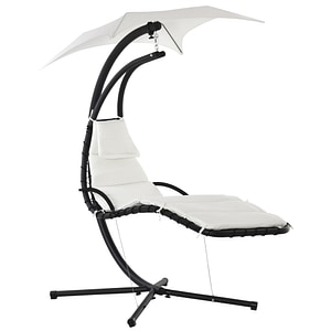 Sezlong leagan suspendat Outsunny, 194x117x192 cm, Fier, Crem