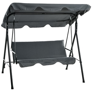 Leagan de gradina cu 3 locuri cu copertina Outsunny, 172x110x153 cm, Otel/Poliester, Gri