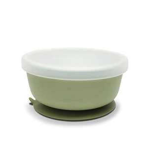 Bol de hranire cu capac Lorelli, din silicon natural, cu ventuza, 6 luni+, Fresh Green