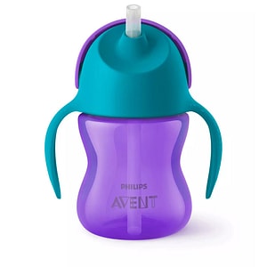 Canuta cu pai Philips Avent, Cu supapa etansa, 200 ml, 9 luni+, Violet