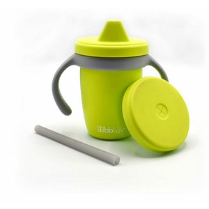 Canuta Bbluv Kup, 4 in 1 cu pai, manere si capac, Silicon, Fara BPA, 240 ml, Lime