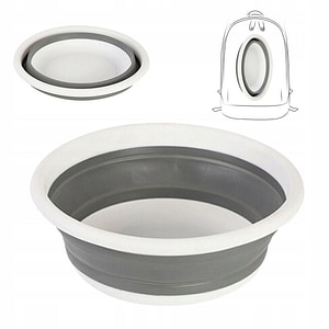 Bol pliabil Primabobo, Cu suport pentru agatat, Din silicon, Fara BPA, Capacitate 10 L, 38x14 cm, Gri