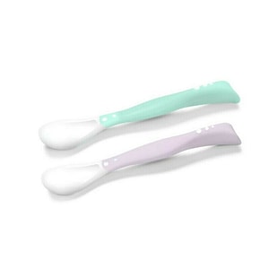 Set 2 lingurite BabyOno, Flexibile, Pentru fetite, Cu memorie, Fara BPA, 6 luni+, Multicolor