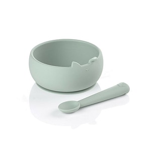 Set de masa Jane, Din silicon, 2 piese, Cu bol si lingurita, BPA Free, Mint