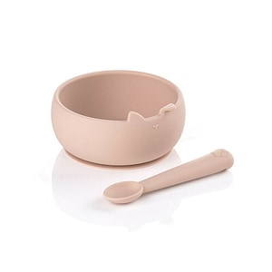 Set de masa Jane, Din silicon, 2 piese, Cu bol si lingurita, BPA Free, Pale