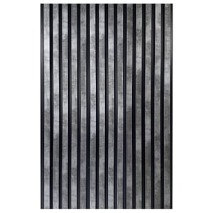 Set 2 Riflaje decorative, tip panou acustic din fetru cu lamele din MDF, negru/silver, 2600x300x21 mm