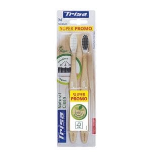 Periute de dinti manuale ecologice Trisa Natural Clean Duo Medium 690368 Lemn / Nude