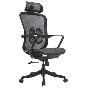 Scaun ergonomic Timebox, Plasa Mesh, Profil Lombar Flexibil, pana la 135, Reglare Tetiera, Inaltime Reglabila, Negru
