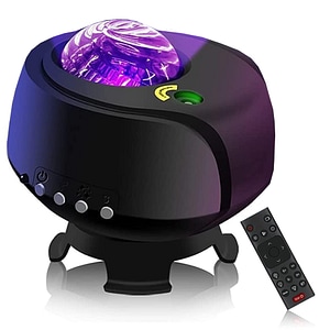 Lampa de veghe tip proiector stele Timebox, galaxii pentru camera, Bluetooth cu boxa integrata, Temporizator, forma Nebula, Galaxie, Rotativ 360, Control Vocal, Negru