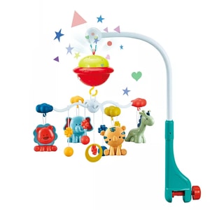Carusel muzical Giftry, Pentru patut, Cu telecomanda, proiector, muzica si lumini, jucarii detasabile copii, 0 luni+, Multicolor