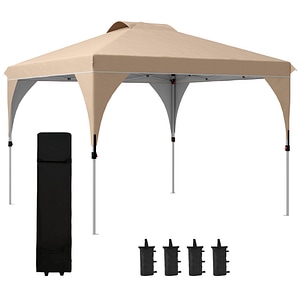 Foisor de gradina cu geanta pentru transport Outsunny, 300x300x275 cm, Otel, Bej