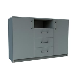 Comoda cu patru sertare Sani Simple, 120 x 42 x 80 cm, Chinchila gri