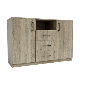 Comoda cu patru sertare Sani Simple, 120 x 42 x 80 cm, Stejar sonoma