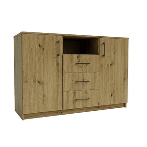 Comoda cu patru sertare Sani Simple, 120 x 42 x 80 cm, Stejar artizan