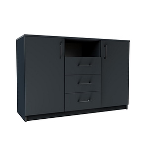 Comoda cu patru sertare Sani Simple, 120 x 42 x 80 cm, Grafit