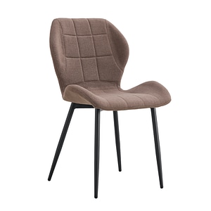Scaun dining, maro, tapitat, cu picioare din metal, negre, cusaturi decorative, design modern, elegant, living, bucatarie, 51x52, 5x84 cm