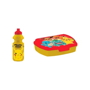 Set cutie sandwich Pokemon, 20x8 cm, si sticla apa 350 ml, din plastic, multicolor
