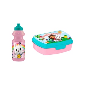 Set cutie sandwich Gabby's Dollhouse, 20x8 cm, si sticla apa 350 ml, din plastic, multicolor