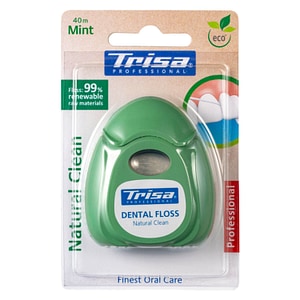 Ata dentara ecologica Trisa Natural Clean 689998, acoperita cu ceara vegetala, 40 m, Verde