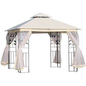 Pavilion cort de gradina Gazebo Outsunny, 3x3m, Otel/Poliester, Alb