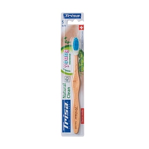 Periuta de dinti manuala Trisa Natural Clean Young Soft, pentru copii 6 ani+, vegana, non-toxica, antibacteriana, hipoalergica 684473 Lemn / Nude