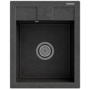 Chiuveta bucatarie Best Granitan, Compozit granit, 400x500 mm, Adancime 182 mm, Montare pe blat, Negru cu pete