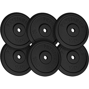 Set de discuri de greutate din fonta Physionics, 6 x 10kg (60kg), 30/31 mm