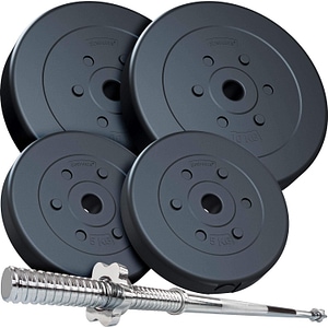Set de haltere ScSPORTS, 30 kg, bara de haltere, 120/160 cm, 30/31 mm, discuri de greutate, fonta