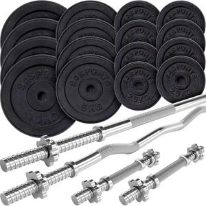 Set de haltere ScSPORTS, 100 kg, 2 gantere, bara de haltere, bara SZ, 30/31 mm, discuri de greutate, fonta