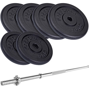 Set haltera, bara si discuri ScSPORTS, 50 kg, fonta, negru