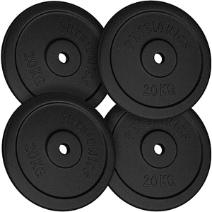 Set de discuri de greutate din fonta Physionics, 4 x 20 kg, 30/31 mm